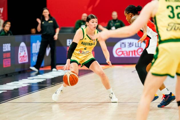 Australia v Canada - Women s World Cup 2026 Qualifier Jade Melbourne of Australia looks on during the Women s World Cup 2026 Qualifier between Australia and Canada at Turkcell Basketball Development Center in Istanbul, Turkey, on March 17, 2026. Istanbul Turkey  Copyright: xYagizxGurtugx originalFilename:gurtug-australi260317_nppUa.jpg