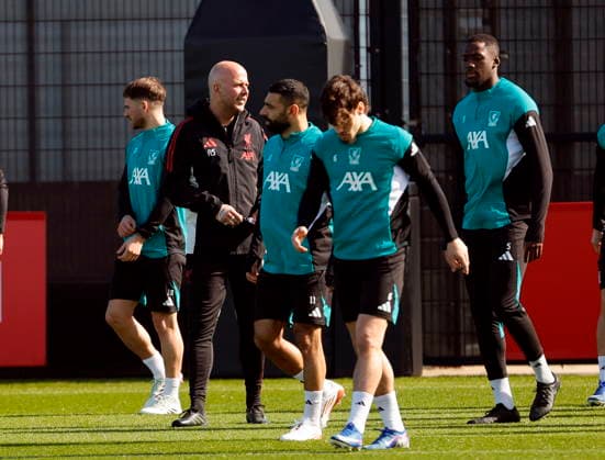 17th March 2026; AXA Training Centre, Liverpool, Merseyside, England; UEFA Champions League Football; Liverpool versus Galatasaray; Open Training; Liverpool manager Arne Slot  AlanxMartin Content restricted for UK based newspaper