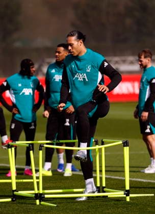 17th March 2026; AXA Training Centre, Liverpool, Merseyside, England; UEFA Champions League Football; Liverpool versus Galatasaray; Open Training; Virgil van Dijk of Liverpool  AlanxMartin Content restricted for UK based newspaper