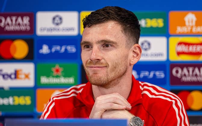 Football - UEFA Champions League - Round of 16 - 2nd Leg - Liverpool FC v Galatasaray A.Åž. - MD-1 LIVERPOOL, ENGLAND - Tuesday, March 17, 2026: Liverpool s Andy Robertson during a press conference, PK, Pressekonferenz at Anfield ahead of the UEFA Champions League Round of 16 2nd Leg match between Liverpool FC and Galatasaray A.Åž. (Photo by David Rawcliffe Propaganda) LIVERPOOL Anfield MERSEYSIDE ENGLAND  Copyright: xDavidxRawcliffex P2026-03-17-Liverpool_Galatasaray_MD-1-59