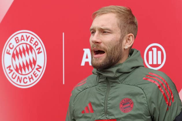 27 Konrad Laimer, Portrait, Portrait, Football Final training UEFA Champions League match FC Bayern Atalanta Bergamo Munich 17 03 2026 Training ground, Säbenerstr PHOTO Mladen Lackovic LakoPress