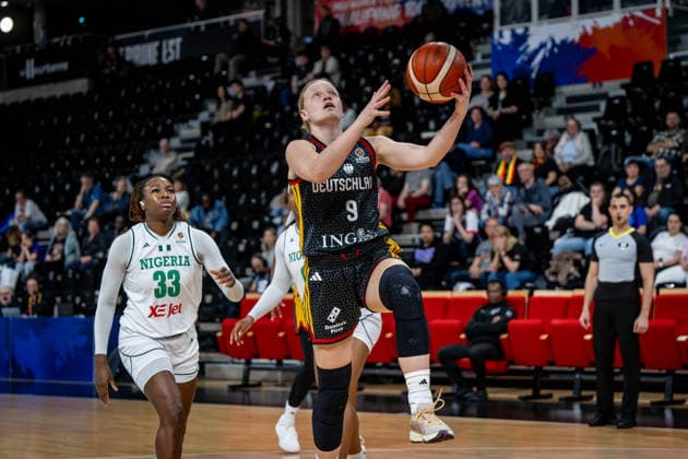 Basketball Villeurbanne 17 03 2026 Wommen™s Basketball World Cup 2026 Qualifying Tournament Nigeria NIG Germany GER Emma Eichmeyer Germany, No 09