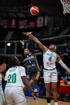 Basketball Villeurbanne 17 03 2026 Wommen™s Basketball World Cup 2026 Qualifying Tournament Nigeria NIG Germany GER Alexis Peterson Germany, No 01 Elizabeth Balogun Nigeria, No 04