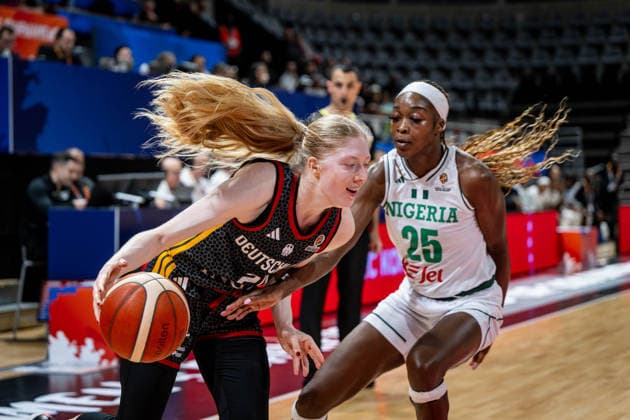 Basketball Villeurbanne 17.03.2026 Wommen™s Basketball World Cup 2026 Qualifying Tournament Nigeria (NIG) - Deutschland (GER) Frida Bühner (Deutschland, No.20) Victoria Macaulay (Nigeria, No.25) *** Basketball Villeurbanne 17 03 2026 Wommen™s Basketball World Cup 2026 Qualifying Tournament Nigeria NIG Germany GER Frida Bühner Germany, No 20 Victoria Macaulay Nigeria, No 25