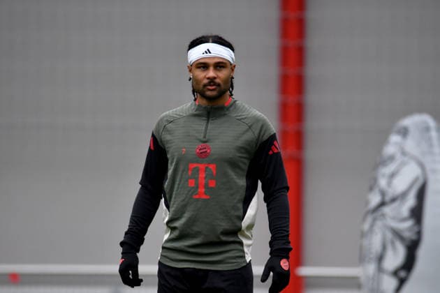 17 03 2026, FC Bayern Training Center, Munich, Training FC Bayern Munich , in the picture Final training of FC Bayern Munich before the Champions League second leg against Atalanta Bergamo Final training of FC Bayern Munich before the Champions League second leg against Atalanta Bergamo, Serge Gnabry Munich Photo by Midori Ikenouchi Hasan Bratic DeFodi Images