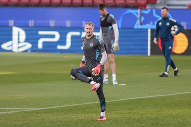 March 17, 2026, Barcelona, Barcelona, SPAIN: Aaron Ramsdale during the training day Newcastle United ahead UEFA Champions League 2025 26, football match against FC Barcelona, Barca at Spotify Camp Nou Stadium on March 17, 2026 in Barcelona, Spain. Barcelona SPAIN - ZUMAa181 20260317_zaa_a181_129 Copyright: xJavierxBorregox
