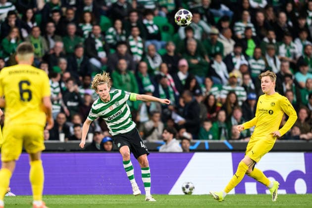 260317 Morten Hjulmand of Sporting during the UEFA Champions League football match between Sporting CP and Bodo Glimt on March 17, 2026 in Lisbon Photo Marius Simensen BILDBYRAN COP 238 MM0063 bbeng football fotball fotboll soccer uefa champions league mesterligaen bodo glimt sporting clube de portugal sporting lisboa sporting lisbon sporting cp  Copyright: MARIUSxSIMENSEN BB260317BB664
