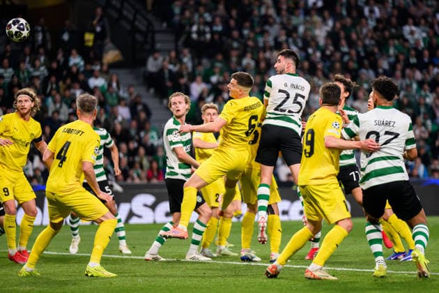260317 Goncalo Inacio of Sporting scores the 0 1 goal during the UEFA Champions League football match between Sporting CP and Bodo Glimt on March 17, 2026 in Lisbon Photo Marius Simensen BILDBYRAN COP 238 MM0063 bbeng football fotball fotboll soccer uefa champions league mesterligaen bodo glimt sporting clube de portugal sporting lisboa sporting lisbon sporting cp  Copyright: MARIUSxSIMENSEN BB260317BB705