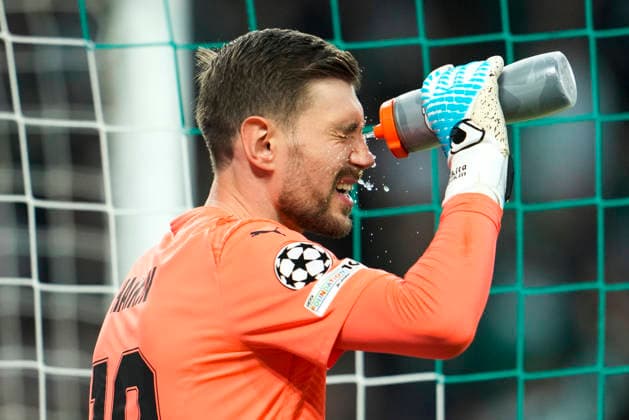 Football, Champions League 2025 2026 Sporting Lisbon Bodo Glimt Lisbon, Portugal 20260317 Glimt s goalkeeper Nikita Haikin shows his face after Goncalo Inacio gave Sporting a 1 0 lead during the Champions League football match between Sporting Lisboa and Bodo Glimt at Estadio JosÃ Alvalade Photo Fredrik Varfjell NTB Lisboa Portugal EDITORIAL USE ONLY RESTRICTED USE FOR BETTING COMPANIES  Copyright: xFredrikxVarfjellx xNTBx