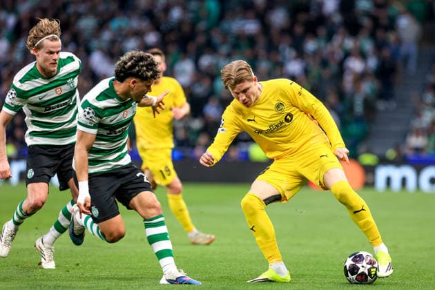 Jens Petter Hauge of Bodo Glimt battles for the ball Maximiliano Araujo of Sporting CP during the UEFA Champions League, Last 16, second-leg football match between Sporting Clube de Portugal vs Bodo Glimt at Estadio Jose Alvalade on March 17, 2026 in Lisbon, Portugal. UEFA Champions League - Sporting CP vs Bodo Glimt (Valter Gouveia SPP)  Copyright: xValterxGouveia SPPx spp-en-VaGo-VG_L1808