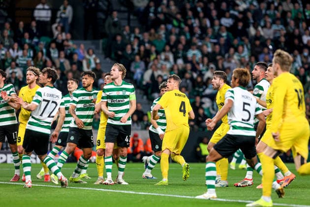 Odin Bjortuft of Bodo Glimt battles for the ball during the UEFA Champions League, Last 16, second-leg football match between Sporting Clube de Portugal vs Bodo Glimt at Estadio Jose Alvalade on March 17, 2026 in Lisbon, Portugal. UEFA Champions League - Sporting CP vs Bodo Glimt (Valter Gouveia SPP)  Copyright: xValterxGouveia SPPx spp-en-VaGo-VG_L1861