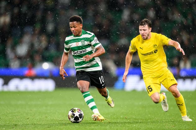 260317 Geny Catamo of Sporting and Fredrik AndrÃ Bjorkan of Bodo Glimt during the UEFA Champions League football match between Sporting CP and Bodo Glimt on March 17, 2026 in Lisbon Photo Marius Simensen BILDBYRAN COP 238 MM0063 bbeng football fotboll soccer uefa champions league mesterligaen bodo glimt sporting clube de portugal sporting lisboa sporting lisbon sporting cp  Copyright: MARIUSxSIMENSEN BB260317BB784