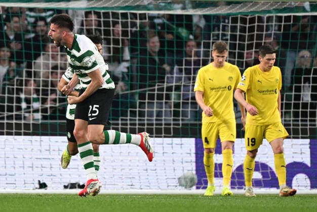 Sporting CP v FK Bodo Glimt - UEFA Champions League LISBON, PORTUGAL - MARCH 17: Goncalo Inacio (25) of Sporting CP celebrates after scoring a goal during the UEFA Champions League 2025 26 Round of 16 second leg match between Sporting CP and FK Bodo Glimt at Jose Alvalade Stadium in Lisbon, Portugal, on March 17, 2026. Zed Jameson Anadolu Lisbon Portugal. Editorial use only. Please get in touch for any other usage.  Copyright: x2026xAnadoluxZedxJamesonx