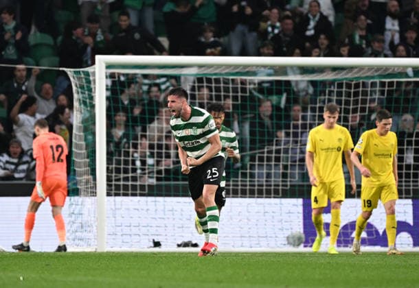 Sporting CP v FK Bodo Glimt - UEFA Champions League LISBON, PORTUGAL - MARCH 17: Goncalo Inacio (25) of Sporting CP celebrates after scoring a goal during the UEFA Champions League 2025 26 Round of 16 second leg match between Sporting CP and FK Bodo Glimt at Jose Alvalade Stadium in Lisbon, Portugal, on March 17, 2026. Zed Jameson Anadolu Lisbon Portugal. Editorial use only. Please get in touch for any other usage.  Copyright: x2026xAnadoluxZedxJamesonx
