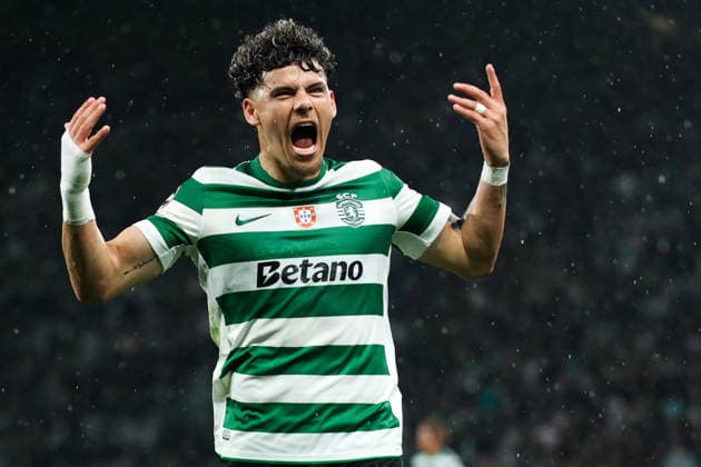 Sporting CP v Bodo Glimt - UEFA Champions League 2025 2026 Pedro Goncalves marca e Maxi Araujo celebra durante a partida entre Sporting CP v Bodo Glimt, 2Âª mao dos oitavos de final da UEFA Champions League 2025 2026, no Estadio Jose Alvalade, Portugal (Foto de Diogo Faria Reis Avant Sports) Lisboa Estadio Jose Alvalade Portugal Copyright: xDiogoxFariaxReis AvantxSportsx