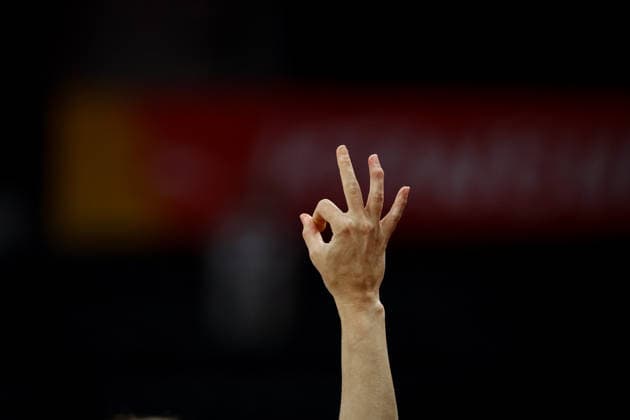 Australia vs Canada Women s Basketball World Cup 2026 Qualifying Tournaments Australian national team, Nationalteam shows a three point sign during the Women s Basketball World Cup 2026 Qualifying Tournaments Group Phase - Group A between Australia National Team and Canada National Team at Turkcell Basketball Development Center on March 17, 2026 in Istanbul, Turkey. Istanbul Istanbul Turkey Copyright: xBurakxBasturkx