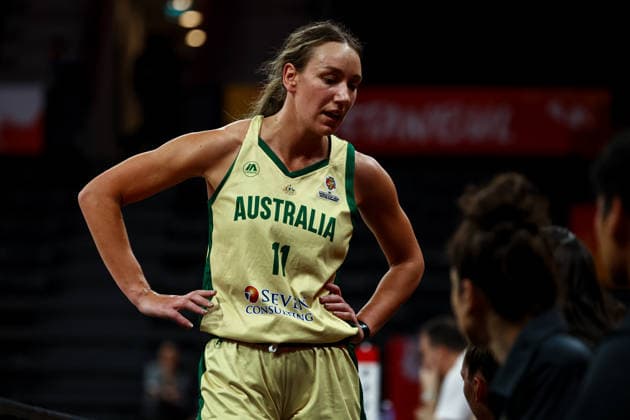 Australia vs Canada Women s Basketball World Cup 2026 Qualifying Tournaments Alanna Smith of Australian national team, Nationalteam stands in the substitute bench during the Women s Basketball World Cup 2026 Qualifying Tournaments Group Phase - Group A between Australia National Team and Canada National Team at Turkcell Basketball Development Center on March 17, 2026 in Istanbul, Turkey. Istanbul Istanbul Turkey Copyright: xBurakxBasturkx
