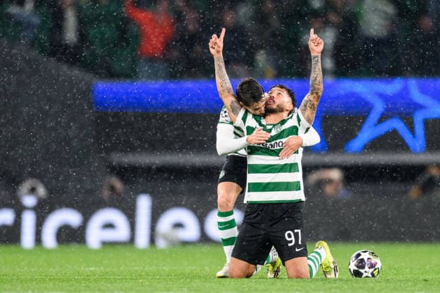 260317 Luis Suarez of Sporting celebrates after the 3 0 goal during the UEFA Champions League football match between Sporting CP and Bodo Glimt on March 17, 2026 in Lisbon Photo Marius Simensen BILDBYRAN COP 238 MM0063 bbeng football fotball fotboll soccer uefa champions league mesterligaen bodo glimt sporting clube de portugal sporting lisboa sporting lisbon sporting cp jubel  Copyright: MARIUSxSIMENSEN BB260317BB806