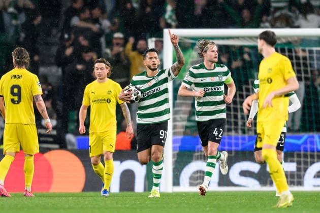 260317 Luis Suarez of Sporting celebrates after 3 0 on penalty during the UEFA Champions League football match between Sporting CP and Bodo Glimt on March 17, 2026 in Lisbon Photo Marius Simensen BILDBYRAN COP 238 MM0063 bbeng football fotball fotboll soccer uefa champions league mesterligaen bodo glimt sporting clube de portugal sporting lisboa sporting lisbon sporting cp  Copyright: MARIUSxSIMENSEN BB260317BB813