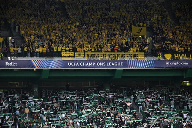 Sporting CP v FK Bodo Glimt - UEFA Champions League LISBON, PORTUGAL - MARCH 17: FK Bodo Glimt fans react during the UEFA Champions League 2025 26 Round of 16 Second Leg match between Sporting CP and FK Bodo Glimt at Estadio Jose Alvalade on March 17, 2026 in Lisbon, Portugal. Zed Jameson Anadolu Lisbon Portugal. Editorial use only. Please get in touch for any other usage.  Copyright: x2026xAnadoluxZedxJamesonx