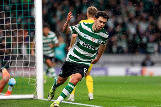 Pedro Goncalves of Sporting CP celebrates after scoring the team s second goal during the UEFA Champions League, Last 16, second-leg football match between Sporting Clube de Portugal vs Bodo Glimt at Estadio Jose Alvalade on March 17, 2026 in Lisbon, Portugal. UEFA Champions League - Sporting CP vs Bodo Glimt (Valter Gouveia SPP)  Copyright: xValterxGouveia SPPx spp-en-VaGo-VG_L2064