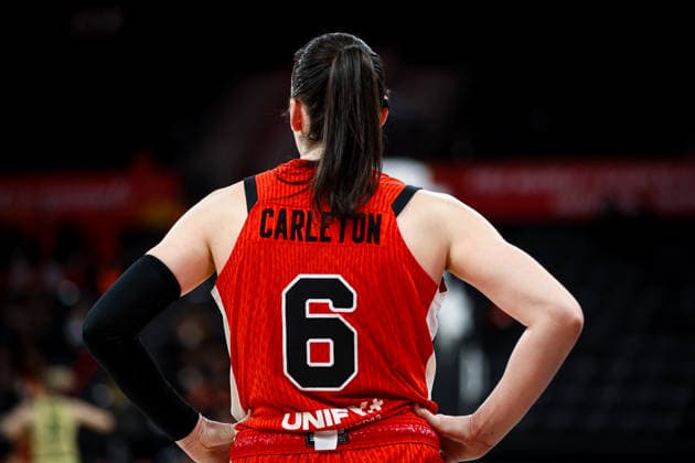 Australia vs Canada Women s Basketball World Cup 2026 Qualifying Tournaments Bridget Carleton of Canada national team, Nationalteam stands on the court during the Women s Basketball World Cup 2026 Qualifying Tournaments Group Phase - Group A between Australia National Team and Canada National Team at Turkcell Basketball Development Center on March 17, 2026 in Istanbul, Turkey. Istanbul Istanbul Turkey Copyright: xBurakxBasturkx