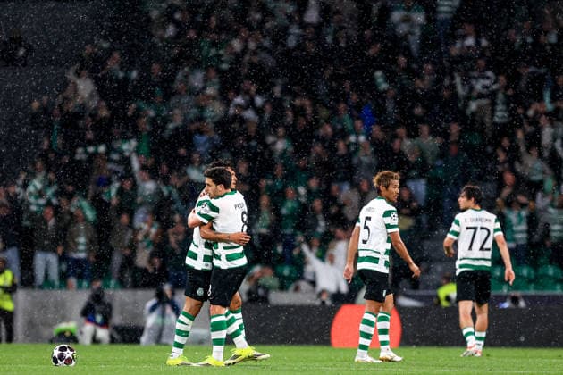 Pedro Goncalves of Sporting CP celebrates after scoring the team s second goal during the UEFA Champions League, Last 16, second-leg football match between Sporting Clube de Portugal vs Bodo Glimt at Estadio Jose Alvalade on March 17, 2026 in Lisbon, Portugal. UEFA Champions League - Sporting CP vs Bodo Glimt (Valter Gouveia SPP)  Copyright: xValterxGouveia SPPx spp-en-VaGo-VG_L2094