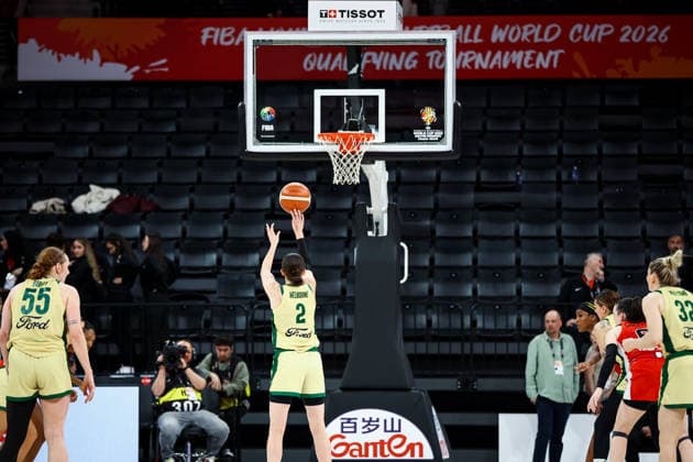 Australia vs Canada Women s Basketball World Cup 2026 Qualifying Tournaments Jade Melbourne of Australian national team, Nationalteam takes a free throw during the Women s Basketball World Cup 2026 Qualifying Tournaments Group Phase - Group A between Australia National Team and Canada National Team at Turkcell Basketball Development Center on March 17, 2026 in Istanbul, Turkey. Istanbul Istanbul Turkey Copyright: xBurakxBasturkx