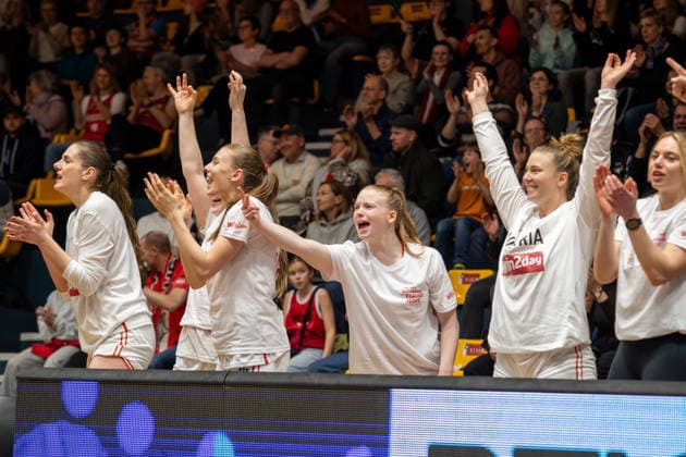 BASKETBALL - FIBA Quali, AUT vs SUI VIENNA,AUSTRIA,17.MAR.26 - BASKETBALL - FIBA Women s EURO Basket 2027, qualification, Austria vs Switzerland. Image shows the rejoicing of the team of AUT.  GEPAxpictures xGabrielxLopez