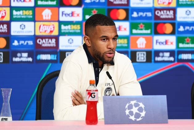 Isak Hien Atalanta Bergamo, 04 at the press conference, GER, International Press Conference, Atalanta Bergamo, Football, UEFA Champions League, Round of 16, Second leg, 2025 2026 season, 17 03 2026, GER, International Press Conference, Atalanta Bergamo, Football, UEFA Champions League, Round of 16, Second leg, 2025 2026 season, 17 03 2026 Munich Copyright: xEibner-Pressefoto JennixMaulx EP_JML