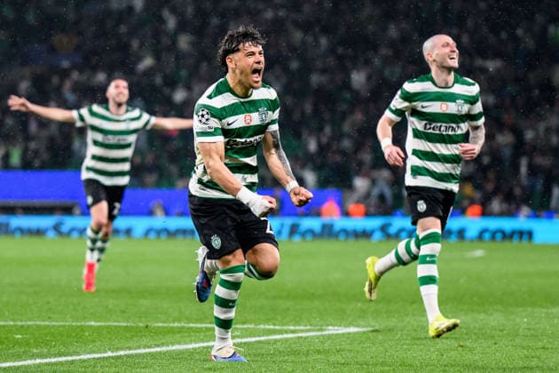 260317 Maximiliano Araujo of Sporting celebrates after the 4 0 goal during the UEFA Champions League football match between Sporting CP and Bodo Glimt on March 17, 2026 in Lisbon Photo Marius Simensen BILDBYRAN COP 238 MM0063 bbeng football fotball fotboll soccer uefa champions league mesterligaen bodo glimt sporting clube de portugal sporting lisboa sporting lisbon sporting cp jubel  Copyright: MARIUSxSIMENSEN BB260317BB887