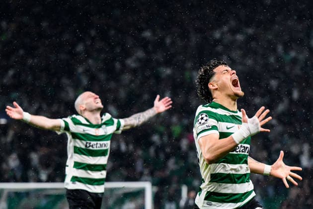 260317 Maximiliano Araujo of Sporting celebrates after the 4 0 goal during the UEFA Champions League football match between Sporting CP and Bodo Glimt on March 17, 2026 in Lisbon Photo Marius Simensen BILDBYRAN COP 238 MM0063 bbeng football fotball fotboll soccer uefa champions league mesterligaen bodo glimt sporting clube de portugal sporting lisboa sporting lisbon sporting cp jubel  Copyright: MARIUSxSIMENSEN BB260317BB888