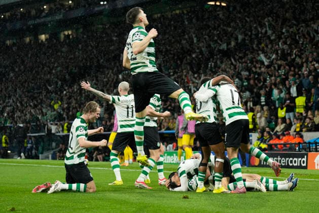 Football, Champions League 2025 2026 Sporting Lisbon Bodo Glimt Lisbon, Portugal 20260317 Sporting Lisbon players celebrate after Maxi Araujos 4 0 goal during the Champions League football match between Sporting Lisbon and Bodo Glimt at Estadio JosÃ Alvalade Photo Fredrik Varfjell NTB Lisboa Portugal EDITORIAL USE ONLY RESTRICTED USE FOR BETTING COMPANIES  Copyright: xFredrikxVarfjellx xNTBx