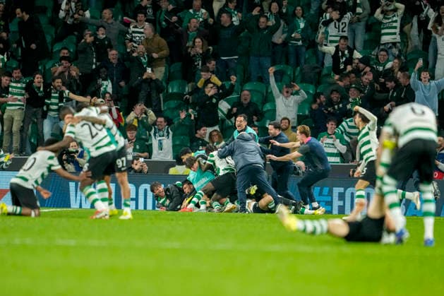 Football, Champions League 2025 2026 Sporting Lisbon Bodo Glimt Lisbon, Portugal 20260317 Sporting Lisboa celebrate after the 5 0 score in the 2nd extra time during the football match in the Champions League between Sporting Lisboa and Bodo Glimt at Estadio JosÃ Alvalade Photo Fredrik Varfjell NTB Lisboa Portugal EDITORIAL USE ONLY RESTRICTED USE FOR BETTING COMPANIES  Copyright: xFredrikxVarfjellx xNTBx