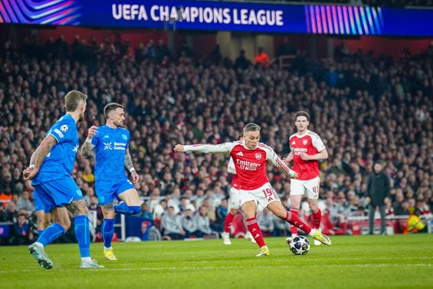 England Football UEFA Champions League 2025 2026, Round of 16 second leg FC Arsenal London vs Bayer 04 Leverkusen Emirates Stadium London Leandro Trossard Arsenal, 19 Copyright: xJOERANxSTEINSIEKx
