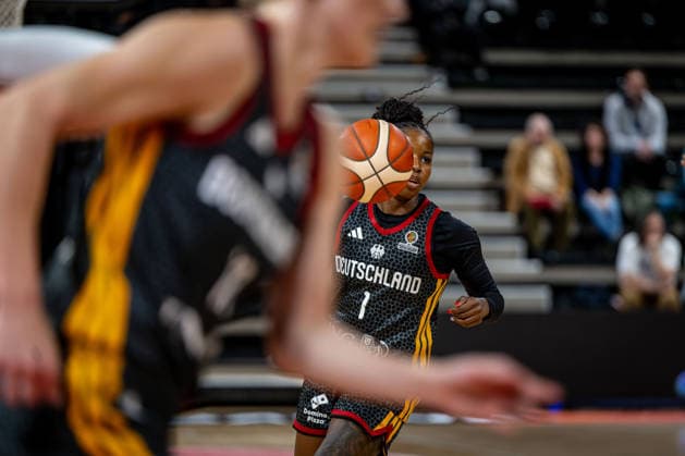 Basketball Villeurbanne 17 03 2026 Wommen™s Basketball World Cup 2026 Qualifying Tournament Nigeria NIG Germany GER Alexis Peterson Germany, No 01
