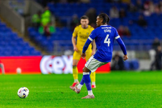 Cardiff City v Wycombe Wanderers, EFL Sky Bet League 1 Cardiff City defender Gabriel Osho (4) in action during the EFL Sky Bet League 1 match between Cardiff City and Wycombe Wanderers at the Cardiff City Stadium, Cardiff, UK on 17 March 2026. Cardiff Cardiff City Stadium South Glamorgan UK Editorial use only DataCo restrictions apply See www.football-dataco.com , Copyright: xDanxMintox PSI-23913-0014