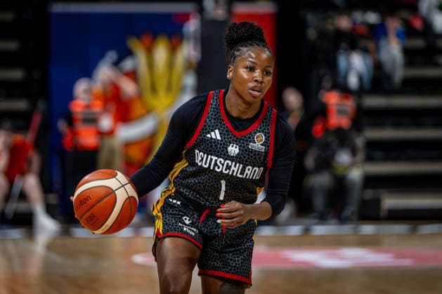 Basketball Villeurbanne 17 03 2026 Wommen™s Basketball World Cup 2026 Qualifying Tournament Nigeria NIG Germany GER Alexis Peterson Germany, No 01