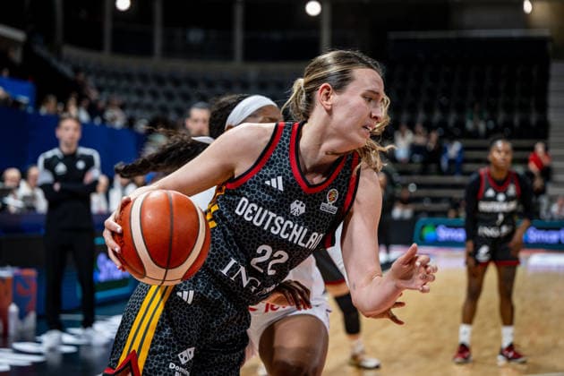 Basketball Villeurbanne 17 03 2026 Wommen™s Basketball World Cup 2026 Qualifying Tournament Nigeria NIG Germany GER Emily Bessoir Germany, No 22
