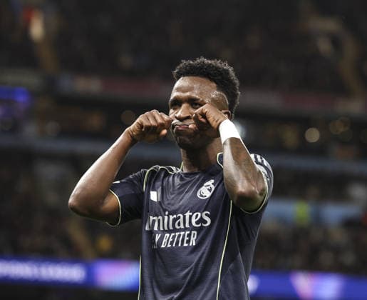 Manchester City v Real Madrid , UEFA Champions League, Round of 16, 2nd leg 17.03.26 Manchester City v Real Madrid , UEFA Champions League, Round of 16, 2nd leg Bradley Ormesher The Times Vinícius Júnior of Real Madrid scores and celebrates scoring his teams 1st goal  Copyright: xBradleyxOrmesherx NINTCHDBPICT001067503693
