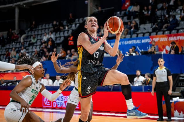 Basketball Villeurbanne 17 03 2026 Wommen™s Basketball World Cup 2026 Qualifying Tournament Nigeria NIG Germany GER Leonie Fiebich Germany, No 13