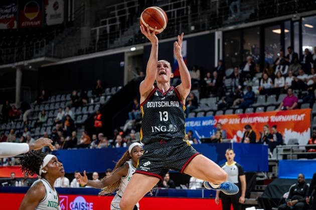 Basketball Villeurbanne 17 03 2026 Wommen™s Basketball World Cup 2026 Qualifying Tournament Nigeria NIG Germany GER Leonie Fiebich Germany, No 13