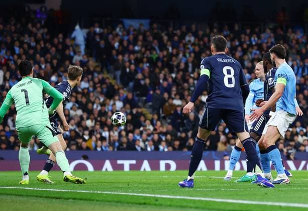 Erling Haaland of Manchester City scores a goal to make it 1-1 Manchester City v Real Madrid, UEFA Champions League, Round of 16, Second Leg, Football, Etihad Stadium, Manchester, UK - 17 Mar 2026Manchester Etihad Stadium United Kingdom EDITORIAL USE ONLY No use with unauthorised audio, video, data, fixture lists, club league logos or live services. Online in-match use limited to 120 images, no video emulation. No use in betting, games or single club league player publications.  Copyright: xMattxWest Shutterstockx 16776379ab