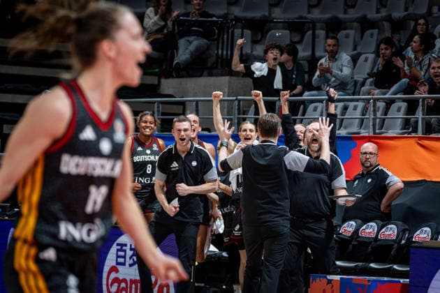 Basketball Villeurbanne 17 03 2026 Wommen™s Basketball World Cup 2026 Qualifying Tournament Nigeria NIG Germany GER Cheers Germany