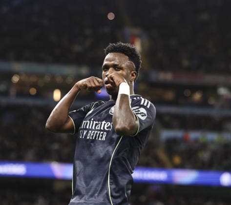 Manchester City v Real Madrid , UEFA Champions League, Round of 16, 2nd leg 17.03.26 Manchester City v Real Madrid , UEFA Champions League, Round of 16, 2nd leg Bradley Ormesher The Times Vinícius Júnior of Real Madrid scores and celebrates scoring his teams 1st goal  Copyright: xBradleyxOrmesherx NINTCHDBPICT001067504231