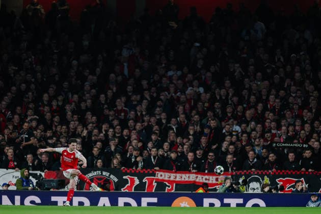 Champions League 2025 26 Last 16 Arsenal v Bayer Leverkusen Emirates Stadium 17.03.2026 Declan Rice of Arsenal Champions League 2025 26 Last 16 Arsenal v Bayer Leverkusen Emirates Stadium 17.03.2026 Photograph By Marc Aspland The Times  Copyright: xMarcxAsplandx NINTCHDBPICT001067503439