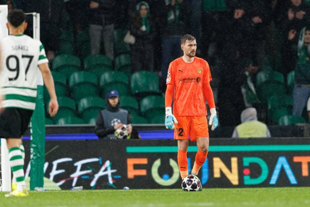Nikita Haikin seen during UEFA Champions League Round of 16 game between teams of Sporting CP and FK Bodo Glimt at Estadio Jose Alvalade (Maciej Rogowski Ball Raw Images) Lisbon Estadio Jose Alvalade Portugal Copyright: xMaciejxRogowskix maciejrogowski_sporting_bodo_2526_ROG1252