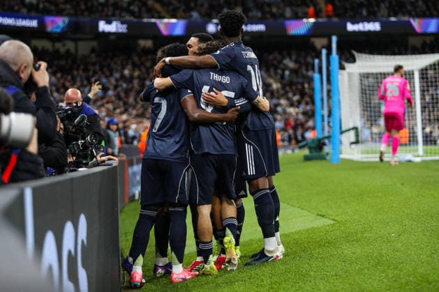 Manchester City v Real Madrid, UEFA Champions League Vinicius Junior Of Real Madrid scores a GOAL 0-1 and celebrates during the Manchester City v Real Madrid UEFA Champions League, Round of 16, 2nd Leg match at the Etihad Stadium, Manchester, England on 17 March 2026 Credit: Lee Keuneke Every Second Media Editorial use only. All images are copyright Every Second Media Limited. No images may be reproduced without prior permission. Copyright: xIMAGO EveryxSecondxMediax ESM-1862-0029 LeexKeunekex xEveryxSecondxMediax