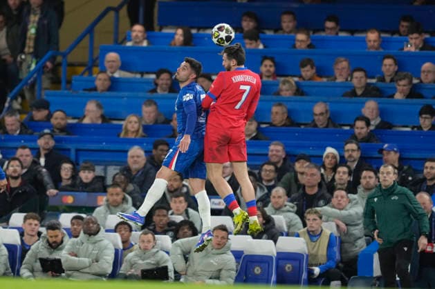 Chelsea v Paris Saint-Germain, Champions League Chelsea forward Pedro Neto (7) and Paris Saint-Germain forward Khvicha Kvaratskhelia (7)during the Champions League match between Chelsea and Paris Saint-Germain at Stamford Bridge, London, UK on 17 March 2026. London Stamford Bridge Greater London UK Editorial use only , Copyright: xStephenxFlynnx PSI-23910-0071