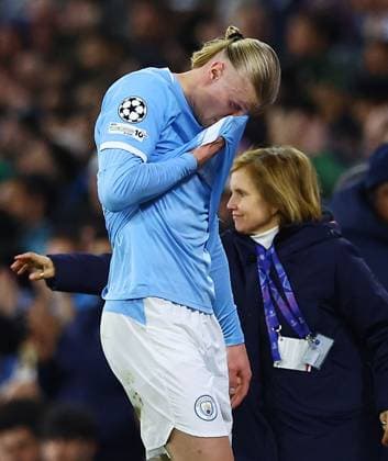 Erling Haaland of Manchester City looks dejected Manchester City v Real Madrid, UEFA Champions League, Round of 16, Second Leg, Football, Etihad Stadium, Manchester, UK - 17 Mar 2026Manchester Etihad Stadium United Kingdom EDITORIAL USE ONLY No use with unauthorised audio, video, data, fixture lists, club league logos or live services. Online in-match use limited to 120 images, no video emulation. No use in betting, games or single club league player publications.  Copyright: xMattxWest Shutterstockx 16776379au